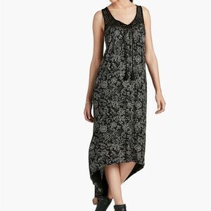 Lucky Brand Women's Black Eyelet Knit Dress Vacation Travel Sleeveless Sz S